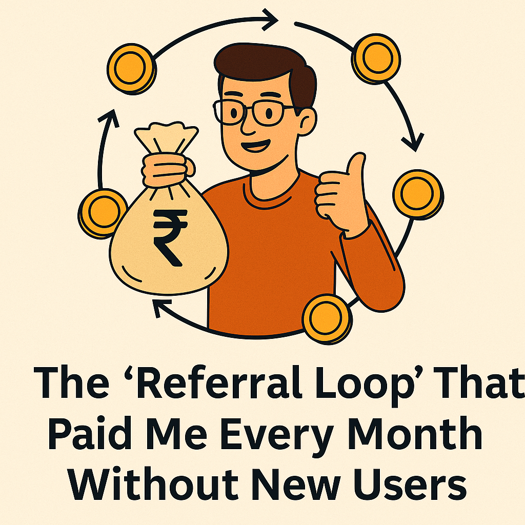 Colorful cartoon-style digital illustration representing passive income and referral loop concepts
