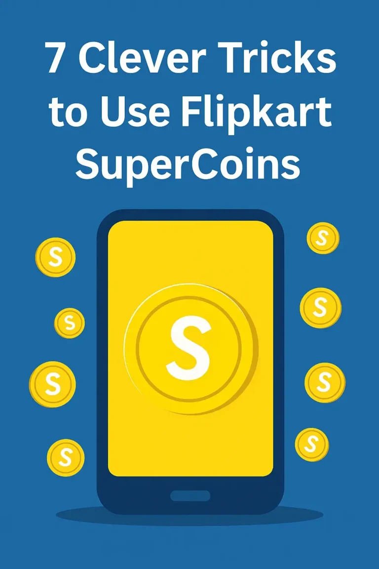 Flipkart SuperCoins benefits illustration showing savings, vouchers, and gadget rewards