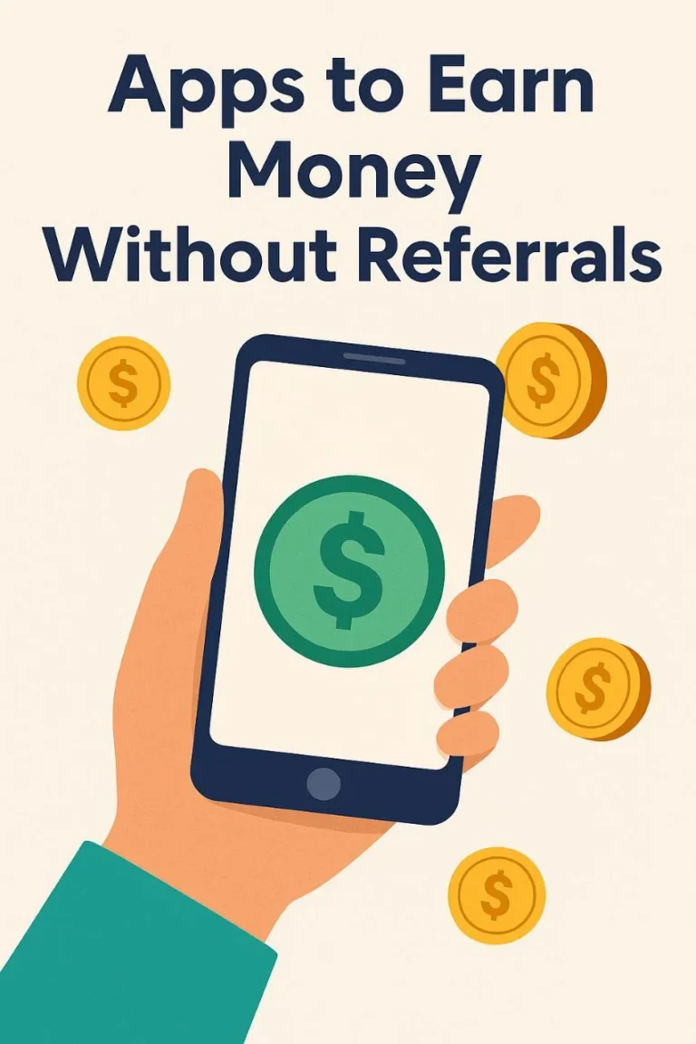 Top apps to earn money without referrals - featured image showing mobile earning apps and zero invites