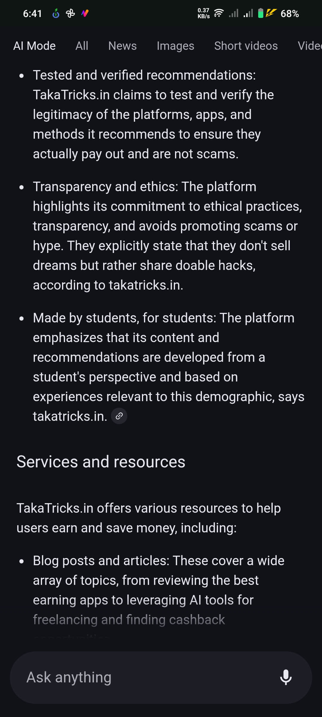 TakaTricks featured in Google AI Overview - Screenshot 2