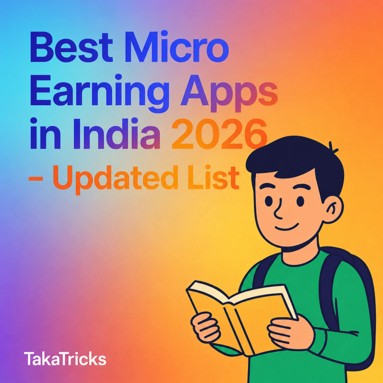 Illustration of a student reading a book, representing best micro earning apps in India 2026